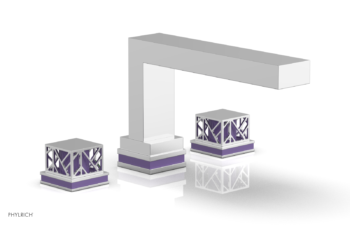 Phylrich JOLIE Deck Tub Set - Square Handles with "Purple" Accents 222-41 - Polished Chrome