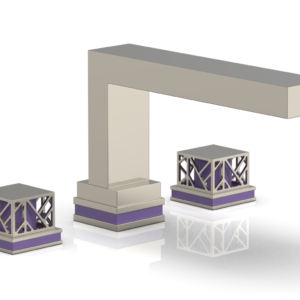 Phylrich JOLIE Deck Tub Set – Square Handles with “Purple” Accents 222-41 – Polished Nickel
