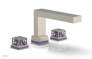 Phylrich JOLIE Deck Tub Set - Square Handles with "Purple" Accents 222-41 - Polished Nickel