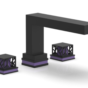 Phylrich JOLIE Deck Tub Set – Square Handles with “Purple” Accents 222-41 – Matte Black