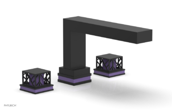 Phylrich JOLIE Deck Tub Set - Square Handles with "Purple" Accents 222-41 - Matte Black