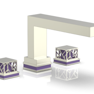 Phylrich JOLIE Deck Tub Set – Square Handles with “Purple” Accents 222-41 – Satin Nickel