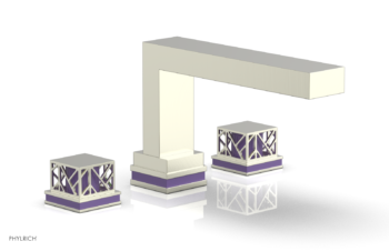 Phylrich JOLIE Deck Tub Set - Square Handles with "Purple" Accents 222-41 - Satin Nickel