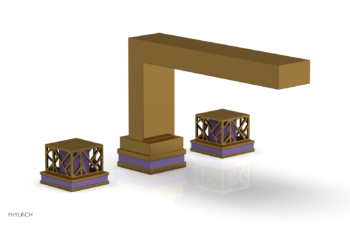 Phylrich JOLIE Deck Tub Set - Square Handles with "Purple" Accents 222-41 - French Brass