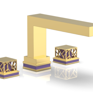 Phylrich JOLIE Deck Tub Set – Square Handles with “Purple” Accents 222-41 – Polished Gold