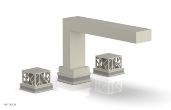 Phylrich JOLIE Deck Tub Set - Square Handles with "Grey" Accents 222-41 - Burnished Nickel