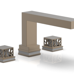 Phylrich JOLIE Deck Tub Set – Square Handles with “Grey” Accents 222-41 – Antique Brass