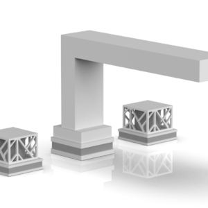 Phylrich JOLIE Deck Tub Set – Square Handles with “Grey” Accents 222-41 – Satin White