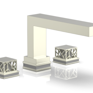 Phylrich JOLIE Deck Tub Set – Square Handles with “Grey” Accents 222-41 – Satin Nickel