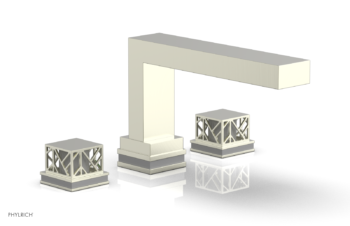 Phylrich JOLIE Deck Tub Set - Square Handles with "Grey" Accents 222-41 - Satin Nickel