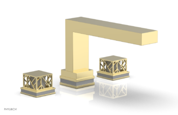 Phylrich JOLIE Deck Tub Set - Square Handles with "Grey" Accents 222-41 - Polished Brass
