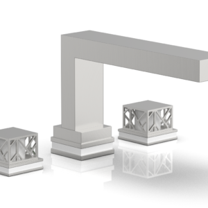 Phylrich JOLIE Deck Tub Set – Square Handles with “White” Accents 222-41 – Satin Chrome