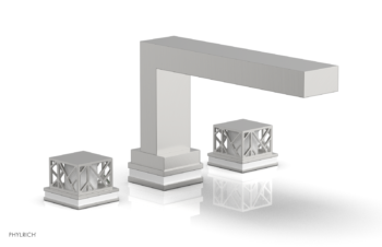 Phylrich JOLIE Deck Tub Set - Square Handles with "White" Accents 222-41 - Satin Chrome