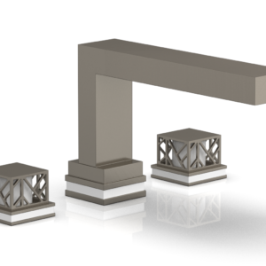 Phylrich JOLIE Deck Tub Set – Square Handles with “White” Accents 222-41 – Pewter