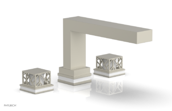 Phylrich JOLIE Deck Tub Set - Square Handles with "White" Accents 222-41 - Burnished Nickel