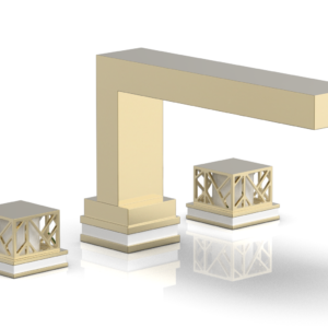 Phylrich JOLIE Deck Tub Set – Square Handles with “White” Accents 222-41 – Polished Brass Uncoated