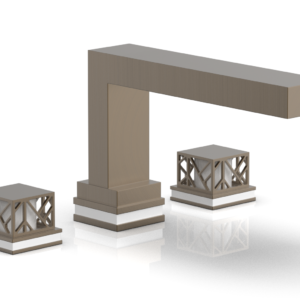 Phylrich JOLIE Deck Tub Set – Square Handles with “White” Accents 222-41 – Old English Brass