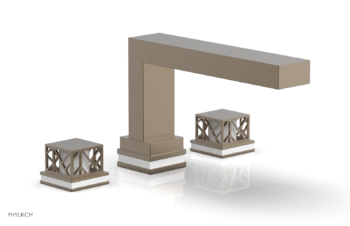 Phylrich JOLIE Deck Tub Set - Square Handles with "White" Accents 222-41 - Antique Brass