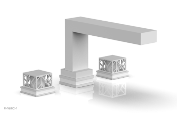 Phylrich JOLIE Deck Tub Set - Square Handles with "White" Accents 222-41 - Satin White