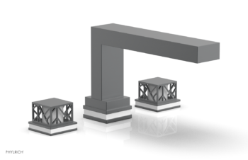 Phylrich JOLIE Deck Tub Set - Square Handles with "White" Accents 222-41 - Gun Metal