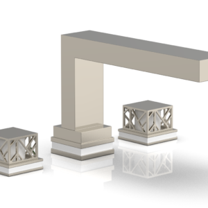 Phylrich JOLIE Deck Tub Set – Square Handles with “White” Accents 222-41 – Polished Nickel