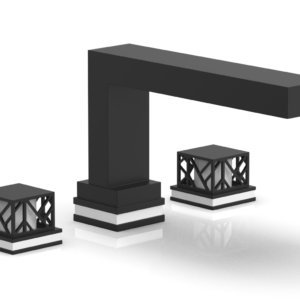 Phylrich JOLIE Deck Tub Set – Square Handles with “White” Accents 222-41 – Matte Black