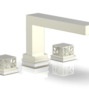 Phylrich JOLIE Deck Tub Set – Square Handles with “White” Accents 222-41 – Satin Nickel