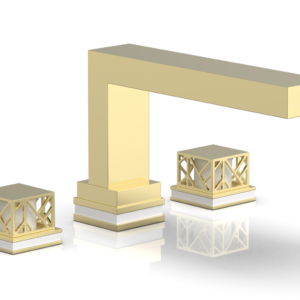 Phylrich JOLIE Deck Tub Set – Square Handles with “White” Accents 222-41 – Polished Brass