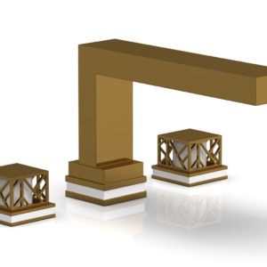 Phylrich JOLIE Deck Tub Set – Square Handles with “White” Accents 222-41 – French Brass