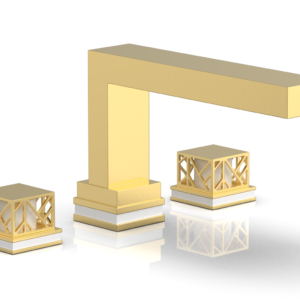 Phylrich JOLIE Deck Tub Set – Square Handles with “White” Accents 222-41 – Satin Gold