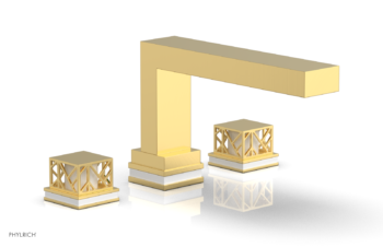 Phylrich JOLIE Deck Tub Set - Square Handles with "White" Accents 222-41 - Satin Gold