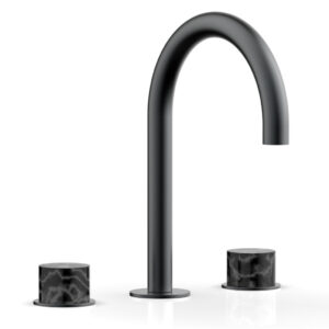 Phylrich BASIC II Widespread Faucet –  Black Marble Handles 230-03 – Gun Metal