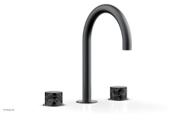 Phylrich BASIC II Widespread Faucet -  Black Marble Handles 230-03 - Gun Metal