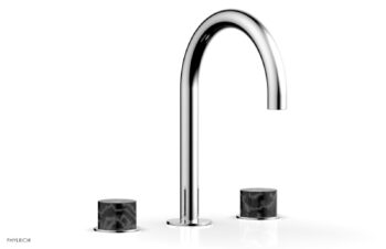 Phylrich BASIC II Widespread Faucet -  Black Marble Handles 230-03 - Polished Chrome