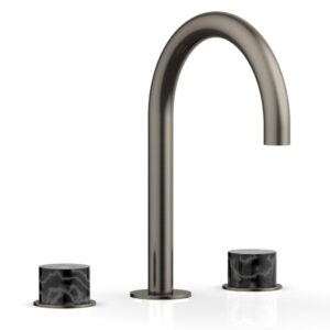Phylrich BASIC II Widespread Faucet –  Black Marble Handles 230-03 – Pewter