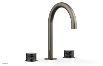 Phylrich BASIC II Widespread Faucet -  Black Marble Handles 230-03 - Pewter