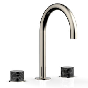 Phylrich BASIC II Widespread Faucet –  Black Marble Handles 230-03 – Polished Nickel