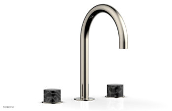 Phylrich BASIC II Widespread Faucet -  Black Marble Handles 230-03 - Polished Nickel