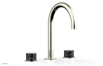Phylrich BASIC II Widespread Faucet -  Black Marble Handles 230-03 - Satin Nickel