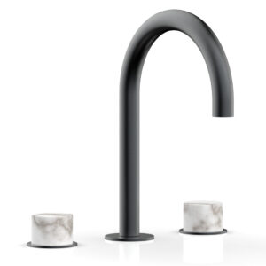 Phylrich BASIC II Widespread Faucet – White Marble Handles 230-03 – Gun Metal