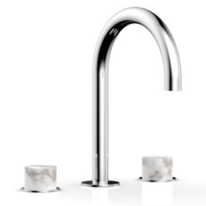 Phylrich BASIC II Widespread Faucet – White Marble Handles 230-03 – Polished Chrome
