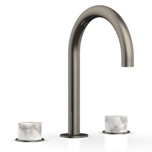 Phylrich BASIC II Widespread Faucet – White Marble Handles 230-03 – Pewter
