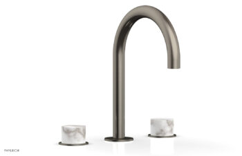Phylrich BASIC II Widespread Faucet - White Marble Handles 230-03 - Pewter