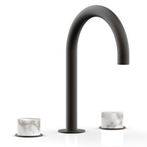 Phylrich BASIC II Widespread Faucet – White Marble Handles 230-03 – Oil Rubbed Bronze