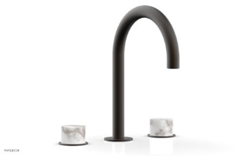 Phylrich BASIC II Widespread Faucet - White Marble Handles 230-03 - Oil Rubbed Bronze