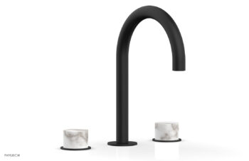 Phylrich BASIC II Widespread Faucet - White Marble Handles 230-03 - Matte Black