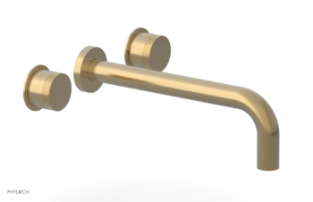 Phylrich Basic II 10"  Wall Lavatory Set - Knurled Handles 230-11-10 - Satin Brass