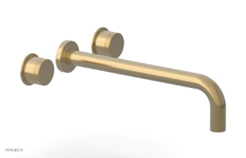 Phylrich Basic II 12"  Wall Lavatory Set - Knurled Handles 230-11-12 - Satin Brass
