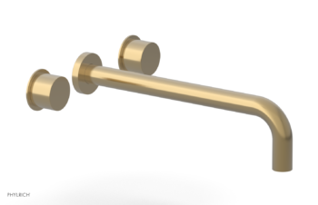 Phylrich Basic II 12"  Wall Lavatory Set - Smooth Handles 230-12-12 - Satin Brass
