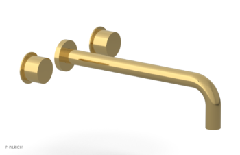 Phylrich Basic II 12"  Wall Lavatory Set - Smooth Handles 230-12-12 - Polished Gold